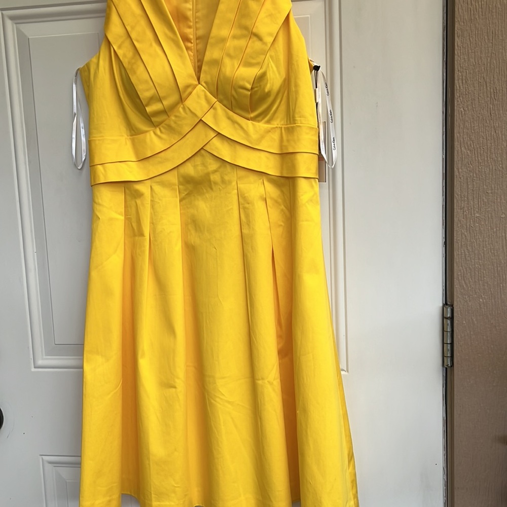 Calvin Klein NWT Yellow Sundress with Pleated Details size 10